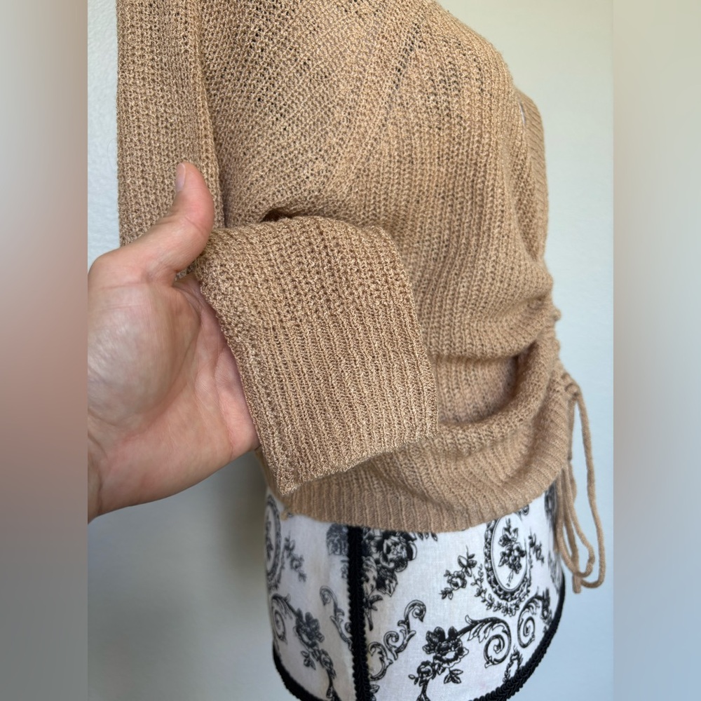 Better Be Tan V-Neck Sweater with Drawstring - Picture 5 of 11
